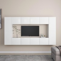 vidaXL 8 Piece TV Stand Set White Engineered Wood