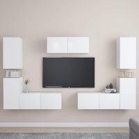 vidaXL 7 Piece TV Stand Set White Engineered Wood