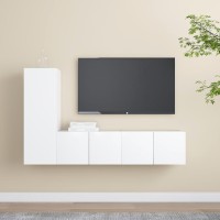 vidaXL 3 Piece TV Stand Set White Engineered Wood