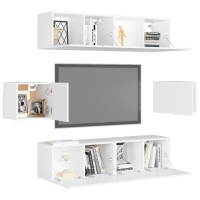 vidaXL 6 Piece TV Stand Set White Engineered Wood