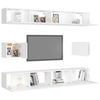 vidaXL 6 Piece TV Stand Set White Engineered Wood