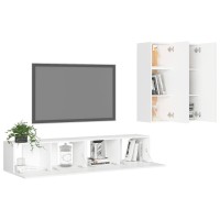 vidaXL 4 Piece TV Stand Set White Engineered Wood