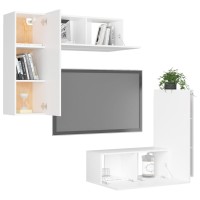 vidaXL 4 Piece TV Stand Set White Engineered Wood