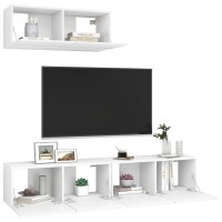 vidaXL TV Stands 3 pcs White Engineered Wood