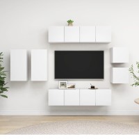 vidaXL 8 Piece TV Stand Set White Engineered Wood