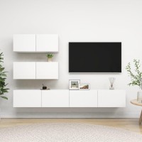 vidaXL 4 Piece TV Stand Set White Engineered Wood