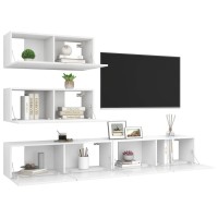 vidaXL 4 Piece TV Stand Set White Engineered Wood