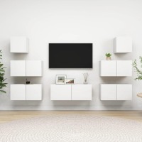 vidaXL 7 Piece TV Stand Set White Engineered Wood