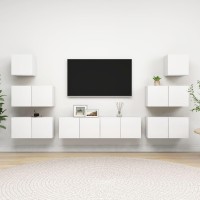 vidaXL 8 Piece TV Stand Set White Engineered Wood