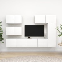 vidaXL 6 Piece TV Stand Set White Engineered Wood