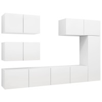 vidaXL 6 Piece TV Stand Set White Engineered Wood