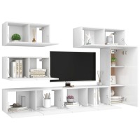 vidaXL 6 Piece TV Stand Set White Engineered Wood