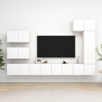 vidaXL 8 Piece TV Stand Set White Engineered Wood