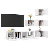 vidaXL 6 Piece TV Stand Set White Engineered Wood