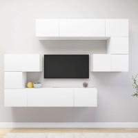 vidaXL 8 Piece TV Stand Set White Engineered Wood