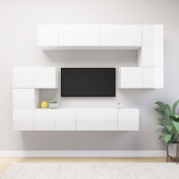 vidaXL 10 Piece TV Stand Set White Engineered Wood