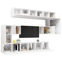 vidaXL 10 Piece TV Stand Set White Engineered Wood