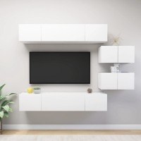 vidaXL 6 Piece TV Stand Set White Engineered Wood