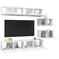 vidaXL 6 Piece TV Stand Set White Engineered Wood