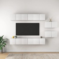 vidaXL TV Stands 8 Pcs White Engineered Wood