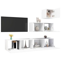 vidaXL 4 Piece TV Stand Set White Engineered Wood