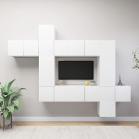 vidaXL 10 Piece TV Stand Set White Engineered Wood