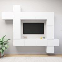 vidaXL 9 Piece TV Stand Set White Engineered Wood