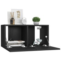 vidaXL 7 Piece TV Stand Set Black Engineered Wood