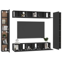 vidaXL 10 Piece TV Stand Set Black Engineered Wood