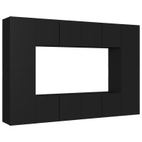 vidaXL 8 Piece TV Stand Set Black Engineered Wood