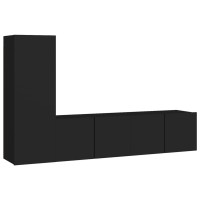 vidaXL 3 Piece TV Stand Set Black Engineered Wood