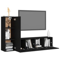 vidaXL 3 Piece TV Stand Set Black Engineered Wood