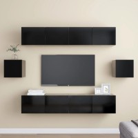 vidaXL 6 Piece TV Stand Set Black Engineered Wood