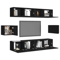 vidaXL 6 Piece TV Stand Set Black Engineered Wood