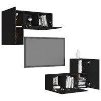 vidaXL 4 Piece TV Stand Set Black Engineered Wood