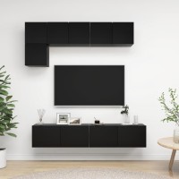 vidaXL 5 Piece TV Stand Set Black Engineered Wood