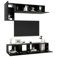 vidaXL 5 Piece TV Stand Set Black Engineered Wood