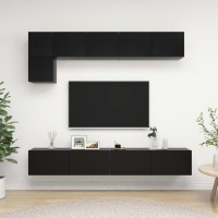 vidaXL 5 Piece TV Stand Set Black Engineered Wood