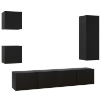 vidaXL 5 Piece TV Stand Set Black Engineered Wood