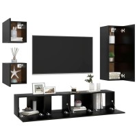 vidaXL 5 Piece TV Stand Set Black Engineered Wood