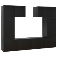 vidaXL 6 Piece TV Stand Set Black Engineered Wood