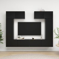 vidaXL 6 Piece TV Stand Set Black Engineered Wood