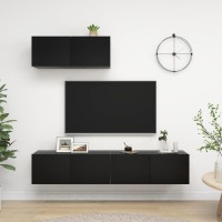 vidaXL TV Stands 3 pcs Black Engineered Wood