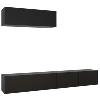 Vidaxl Tv Cabinets 3 Pcs Black Engineered Wood