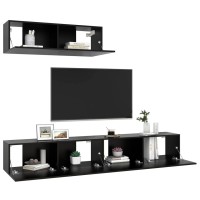 Vidaxl Tv Cabinets 3 Pcs Black Engineered Wood