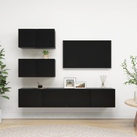 vidaXL 4 Piece TV Stand Set Black Engineered Wood