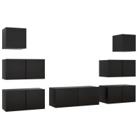 vidaXL 7 Piece TV Stand Set Black Engineered Wood