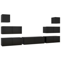 vidaXL 7 Piece TV Stand Set Black Engineered Wood