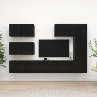 vidaXL 6 Piece TV Stand Set Black Engineered Wood