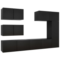 vidaXL 6 Piece TV Stand Set Black Engineered Wood